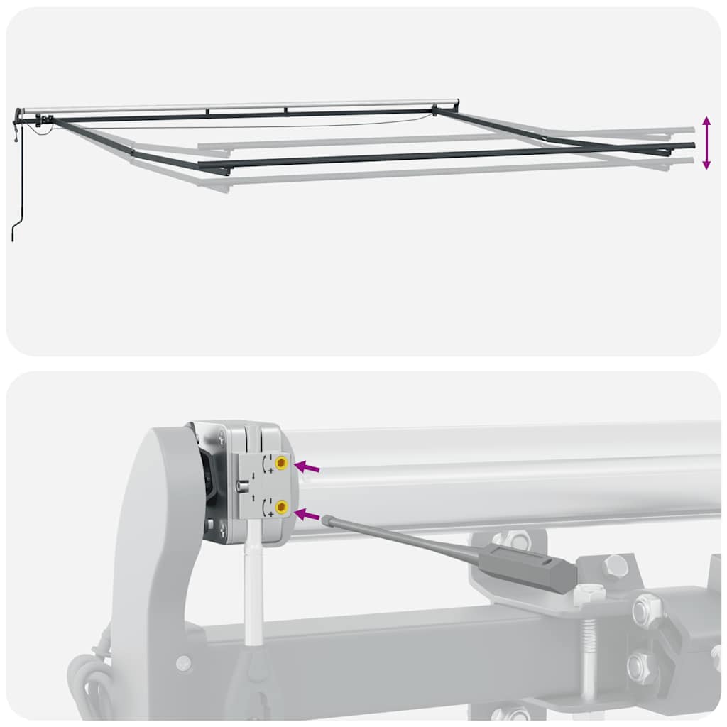 markise med LED-lys 450x300 cm automatisk betjening bordeaux