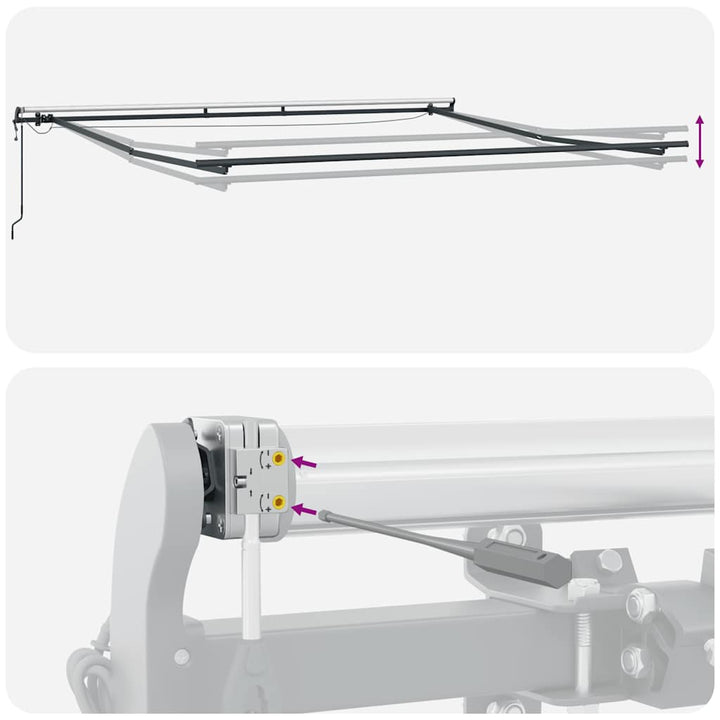 markise med LED-lys 450x300 cm automatisk betjening bordeaux