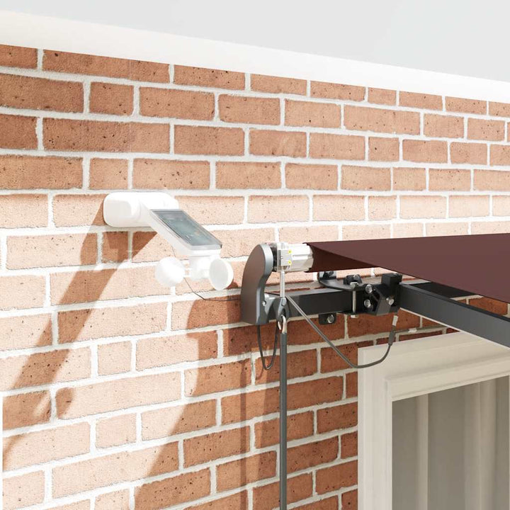 markise med LED-lys 300x250 cm automatisk betjening brun