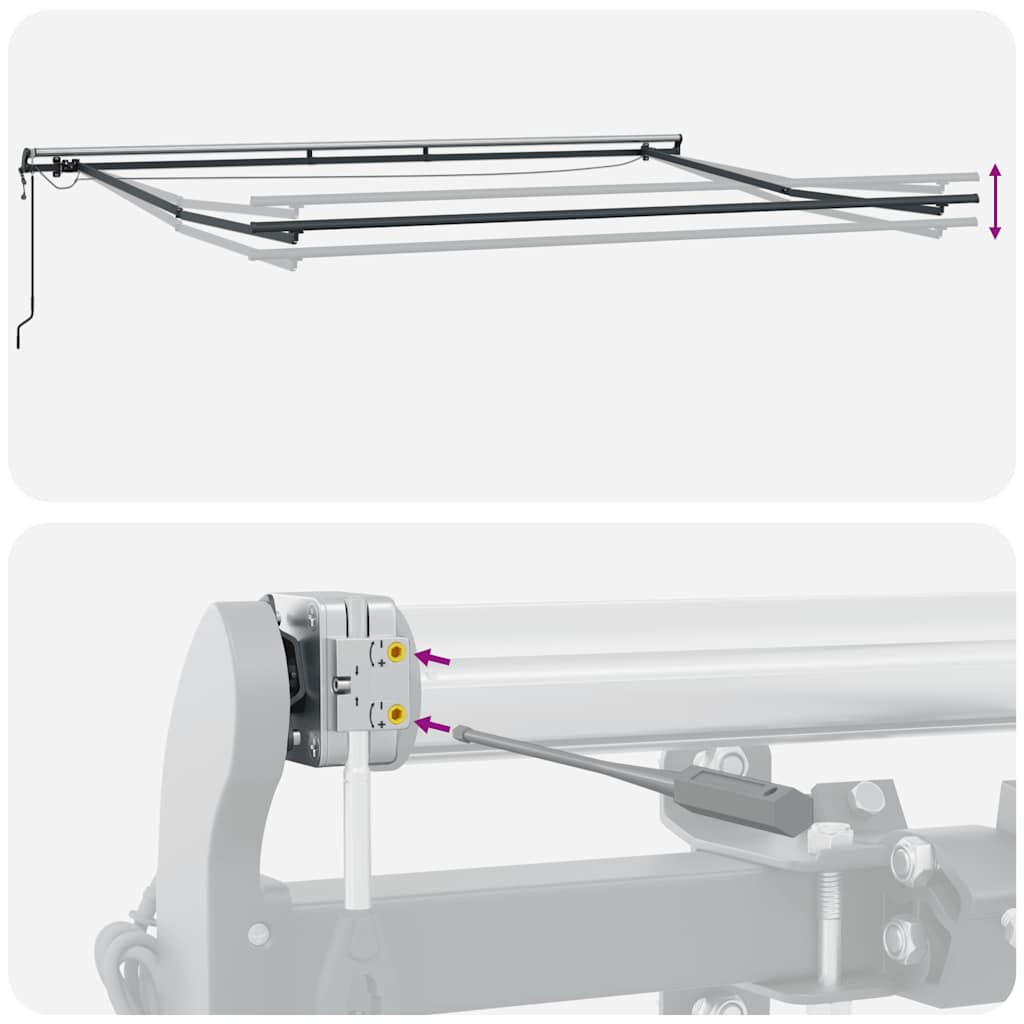 markise med LED-lys 300x250 cm automatisk betjening brun