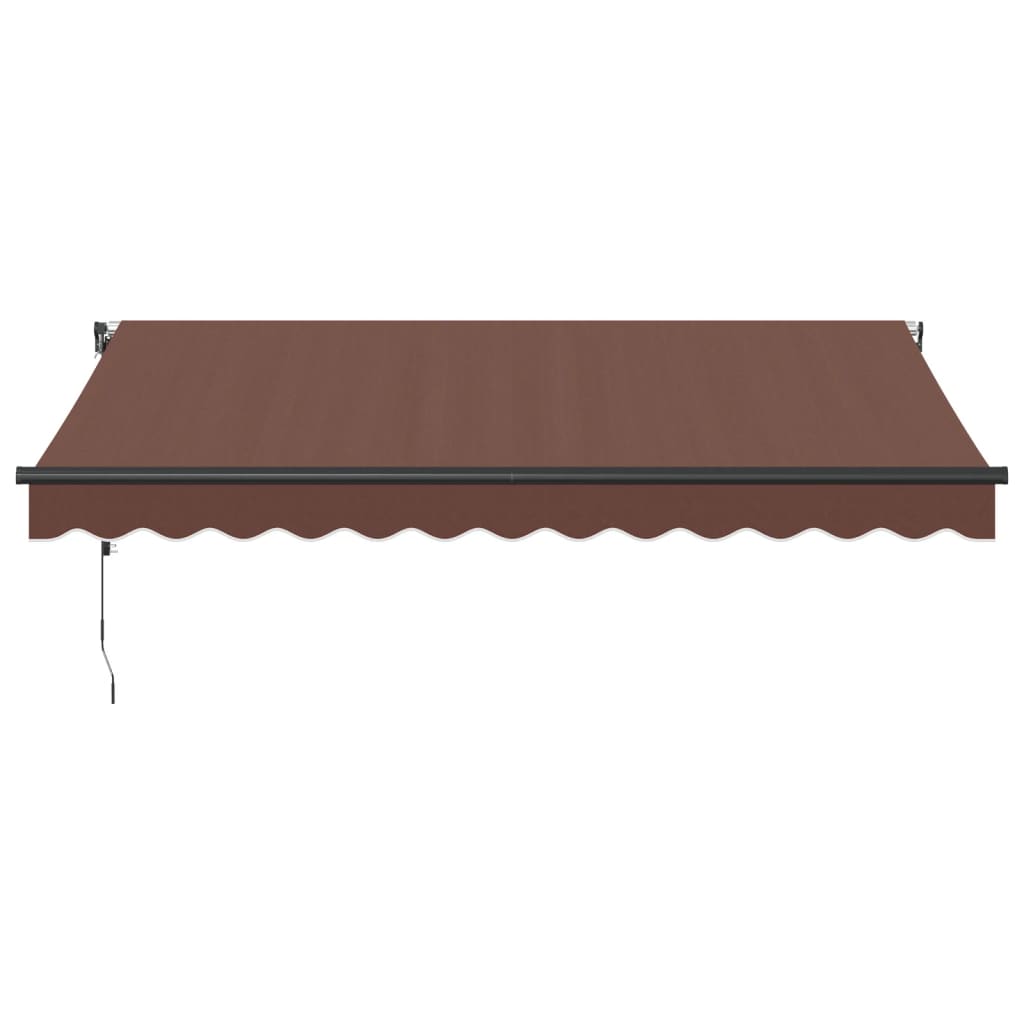 markise med LED-lys 350x250 cm automatisk betjening brun