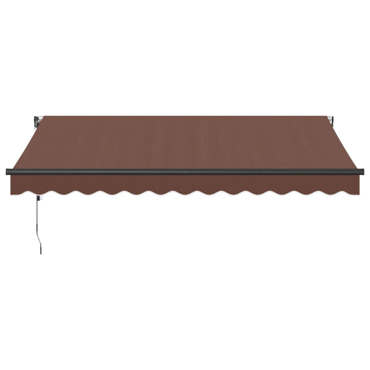markise med LED-lys 350x250 cm automatisk betjening brun