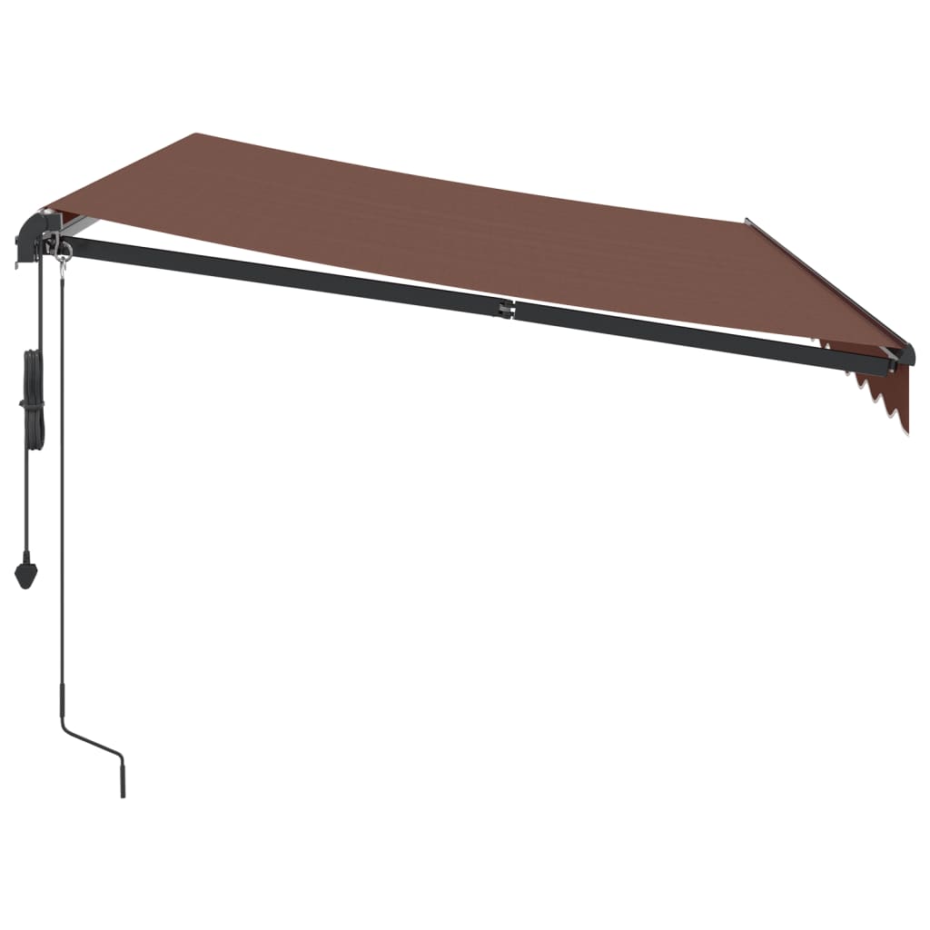 markise med LED-lys 350x250 cm automatisk betjening brun