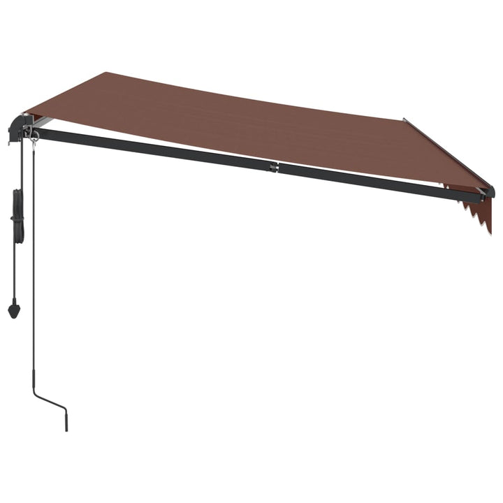markise med LED-lys 350x250 cm automatisk betjening brun