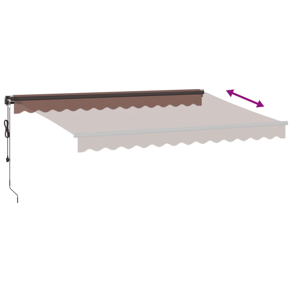 markise med LED-lys 350x250 cm automatisk betjening brun