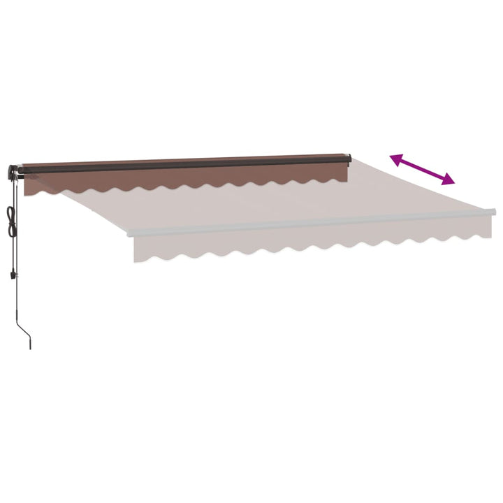 markise med LED-lys 350x250 cm automatisk betjening brun