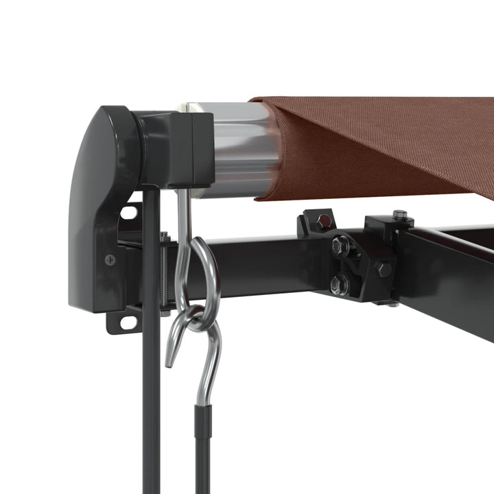 markise med LED-lys 350x250 cm automatisk betjening brun