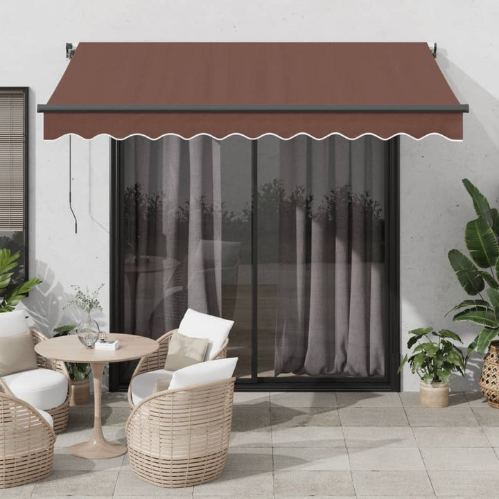 markise med LED-lys 350x250 cm automatisk betjening brun