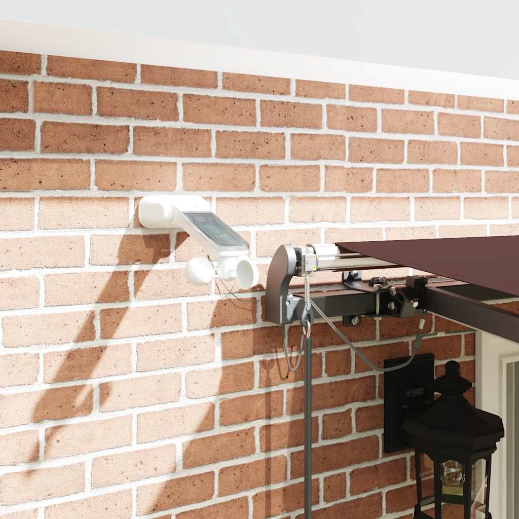 markise med LED-lys 400x300 cm automatisk betjening brun
