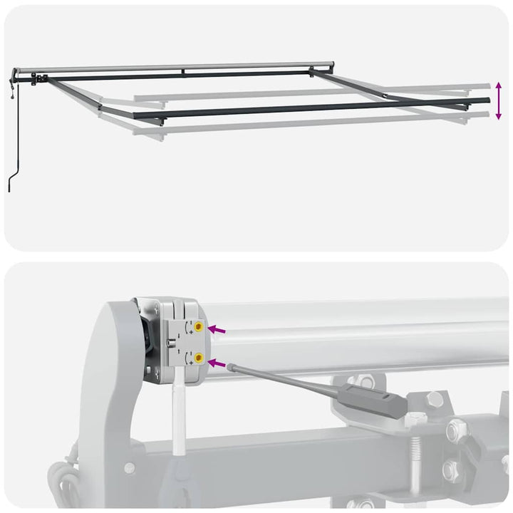 markise 300x250 cm automatisk betjening antracitgrå og hvid