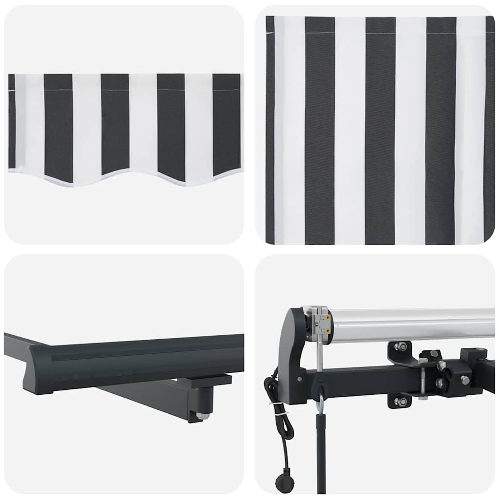 markise 300x250 cm automatisk betjening antracitgrå og hvid