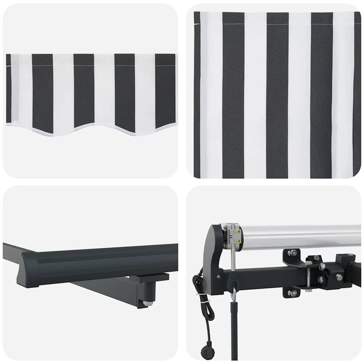 markise 300x250 cm automatisk betjening antracitgrå og hvid