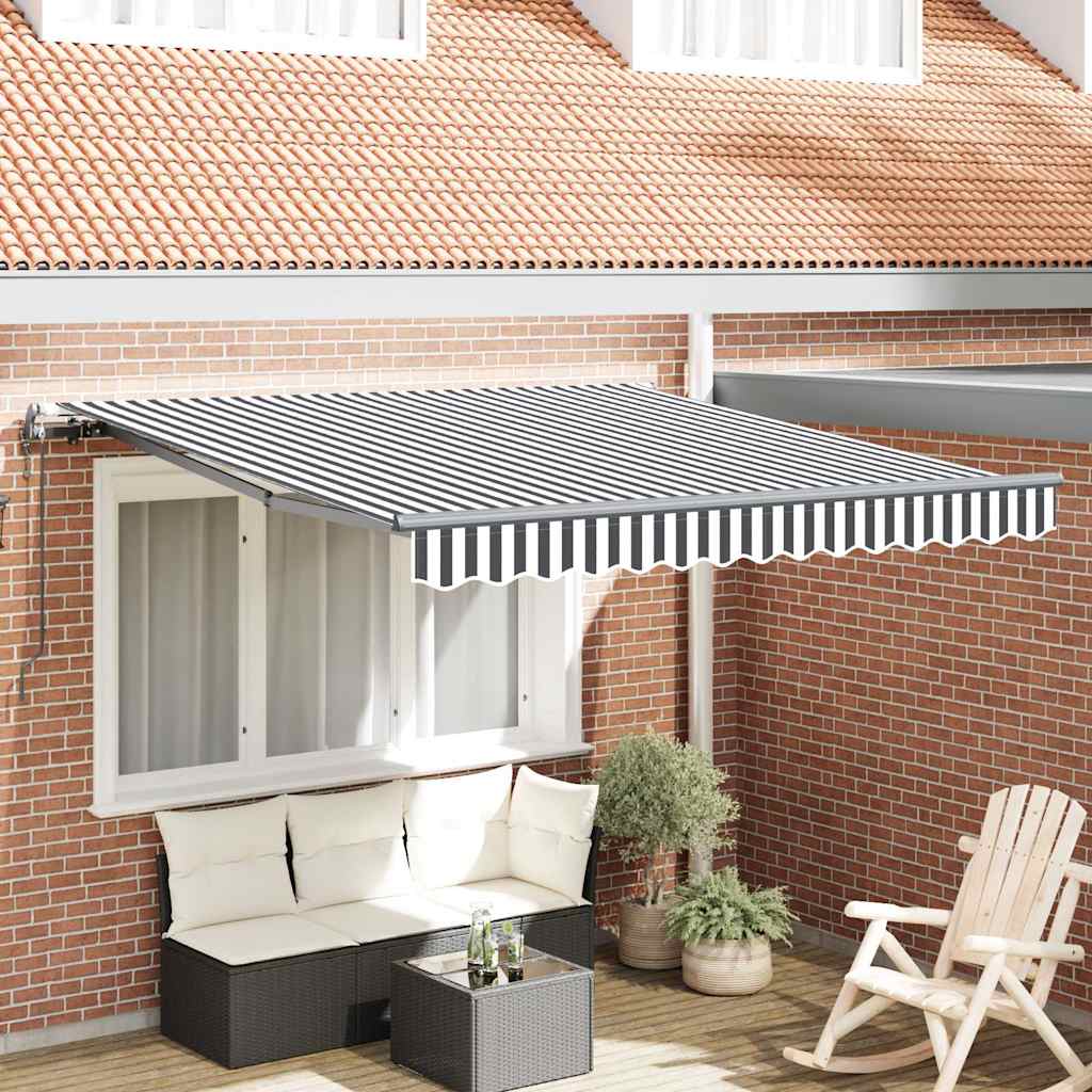 markise 300x250 cm automatisk betjening antracitgrå og hvid