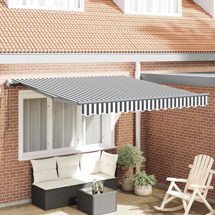 markise 300x250 cm automatisk betjening antracitgrå og hvid