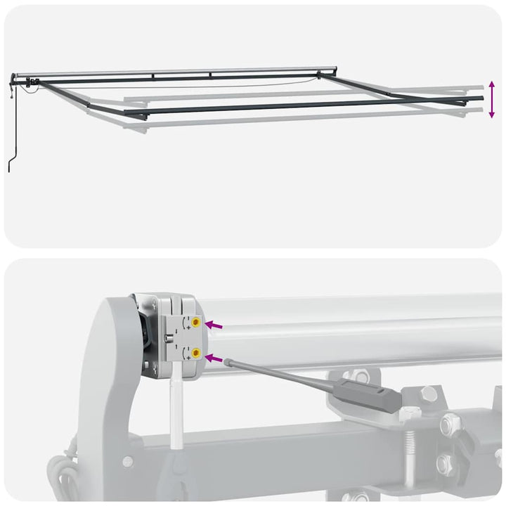markise m. LED 300x250 cm automatisk betjening antracitgrå hvid