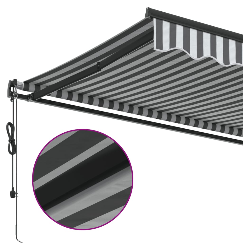 markise 350x250 cm automatisk betjening antracitgrå og hvid