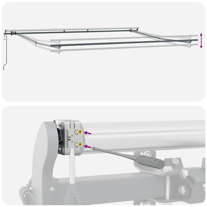 markise 400x300 cm automatisk betjening antracitgrå og hvid
