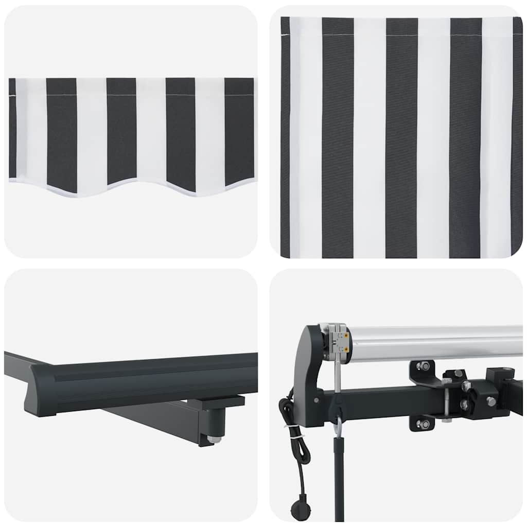markise 400x300 cm automatisk betjening antracitgrå og hvid
