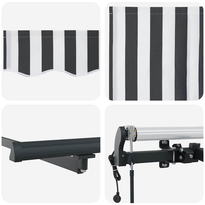 markise 400x300 cm automatisk betjening antracitgrå og hvid