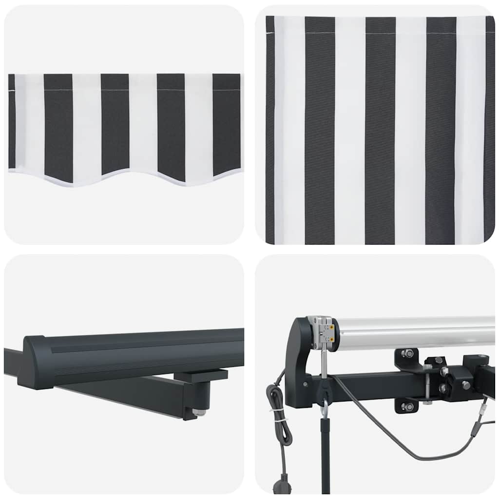 markise m. LED 450x300 cm automatisk betjening antracitgrå hvid