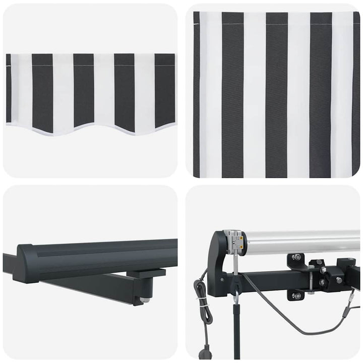 markise m. LED 450x300 cm automatisk betjening antracitgrå hvid