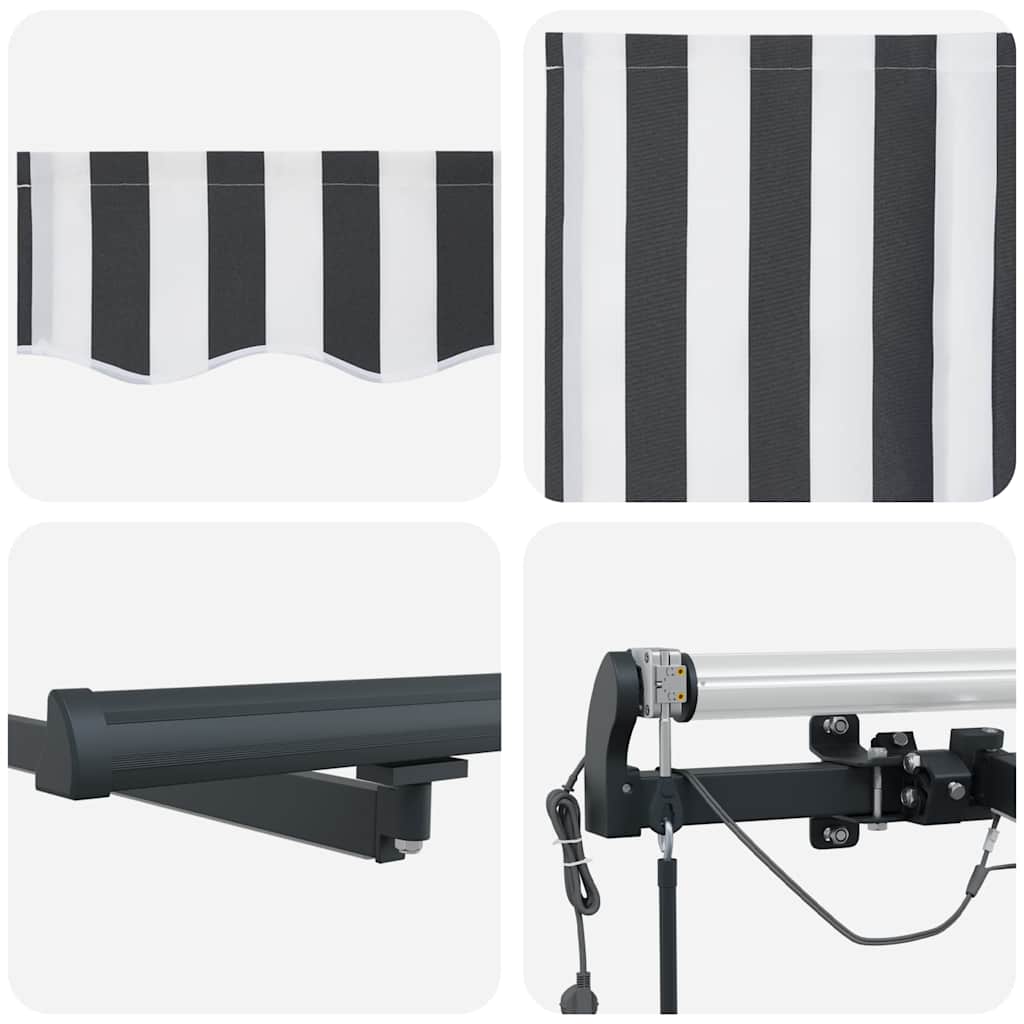 markise m. LED 500x300 cm automatisk betjening antracitgrå hvid