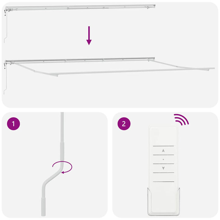markise 600x300 cm automatisk betjening antracitgrå og hvid