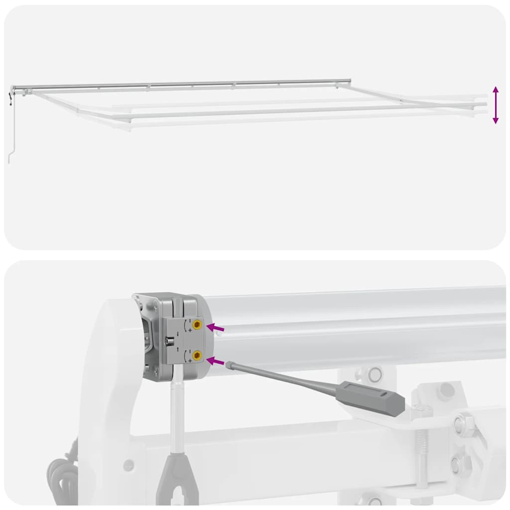 markise 600x300 cm automatisk betjening antracitgrå og hvid