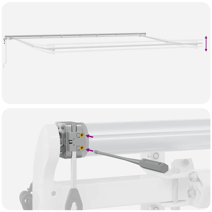 markise 600x300 cm automatisk betjening antracitgrå og hvid