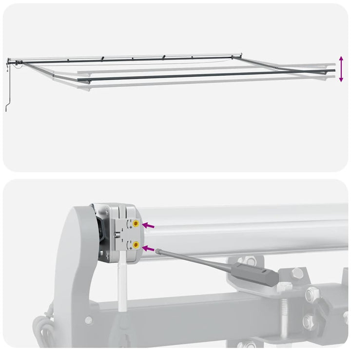 markise m. LED 600x300 cm automatisk betjening antracitgrå hvid