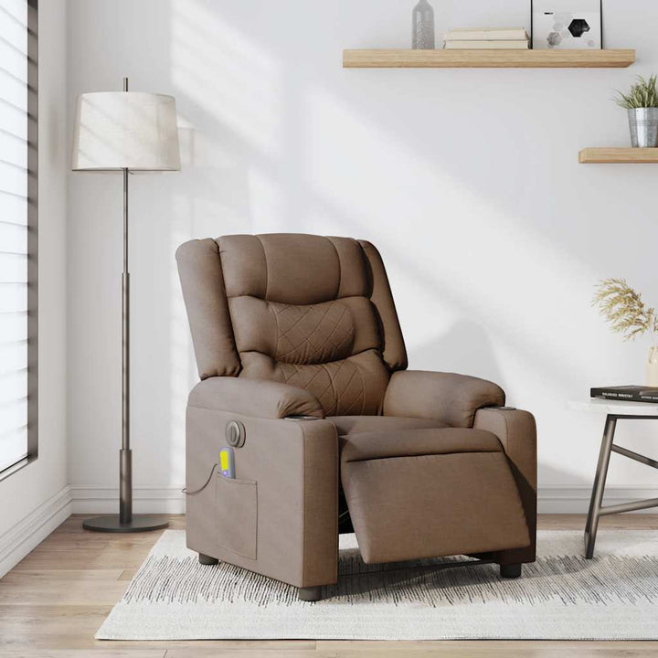 eldrevet massagestol stof brun