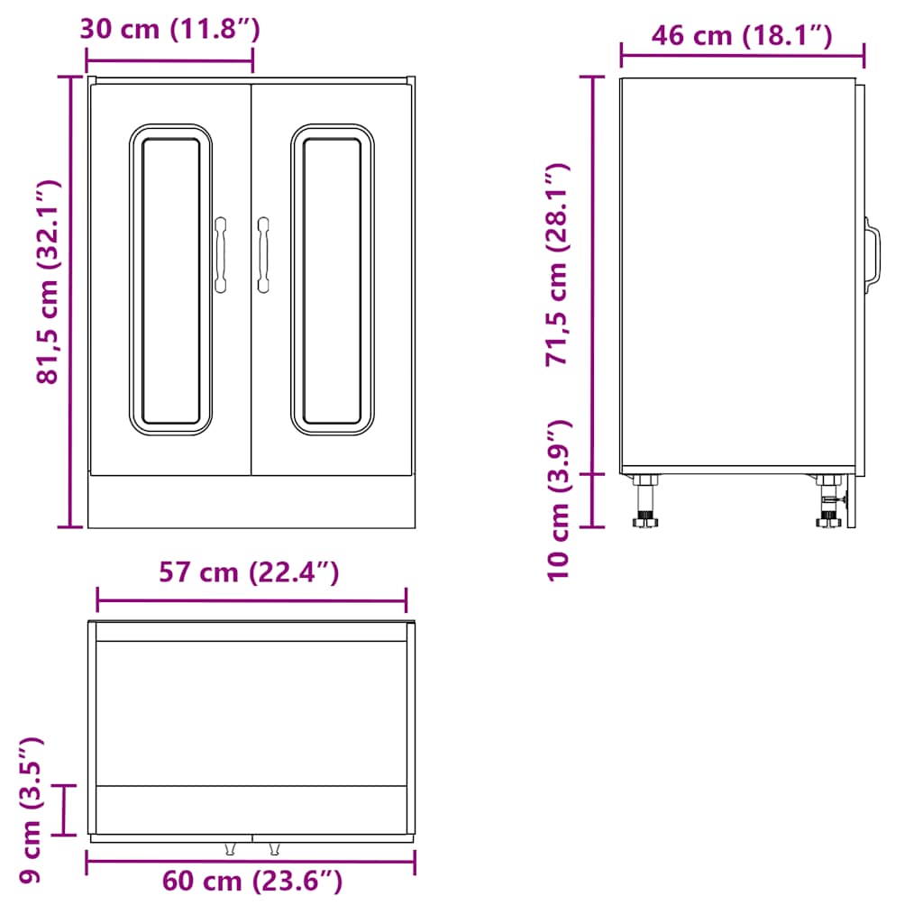 underskab til vask Kalmar 60x46x81,5 cm konstrueret træ hvid