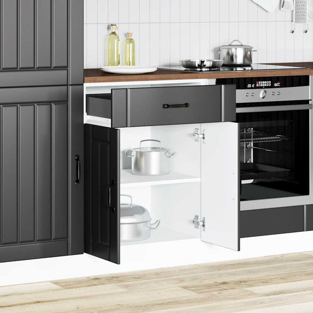 køkkenunderskab Lucca konstrueret træ sort