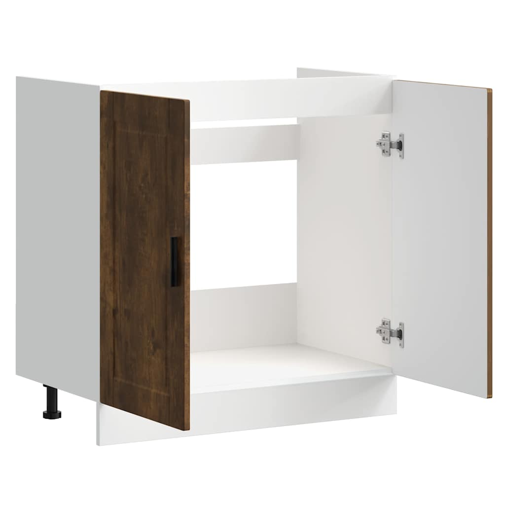underskab til vask Porto 80x46x81,5 cm konstrueret træ røget eg