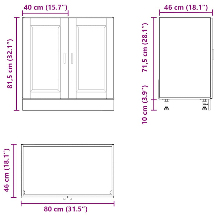 underskab til vask Porto 80x46x81,5 cm antikt træ