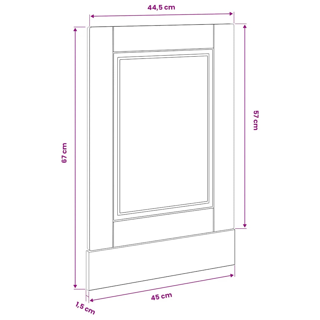 låge til opvaskemaskine Porto 45x1,5x57 cm konstrueret træ sort