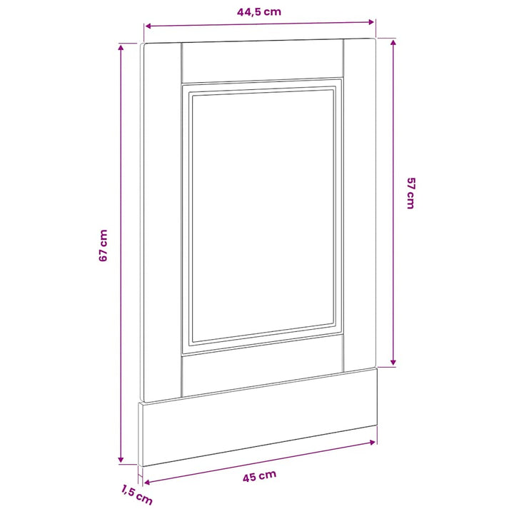 låge til opvaskemaskine Porto 45x1,5x57 cm konstrueret træ sort