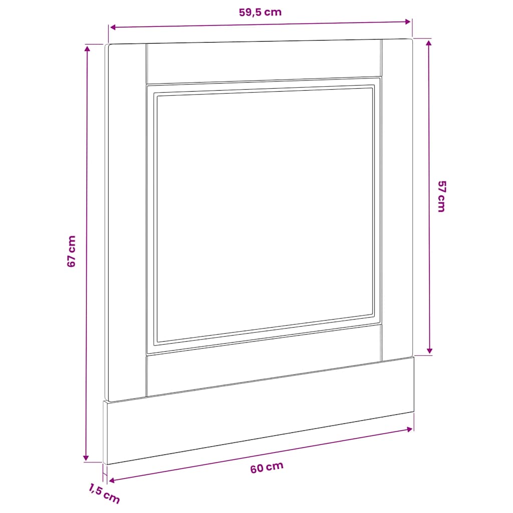 låge til opvaskemaskine Porto 60x1,5x57 cm konstrueret træ hvid