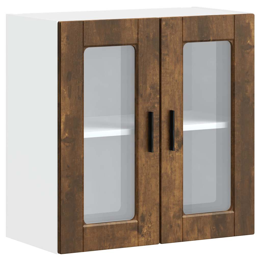 Køkkenvægskab med glasdør Porto røget egetræsfarve