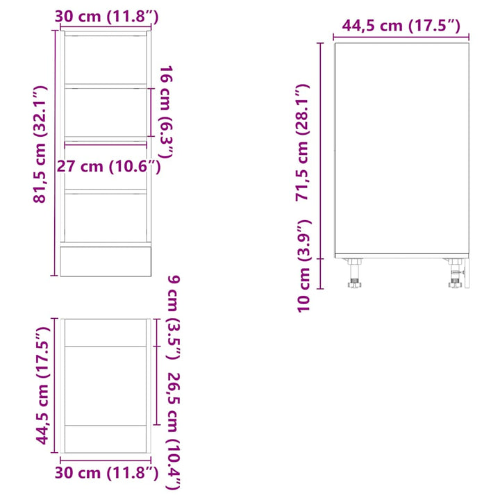 underskab "Riga" hvid 30x44,5x81,5 cm konstrueret træ