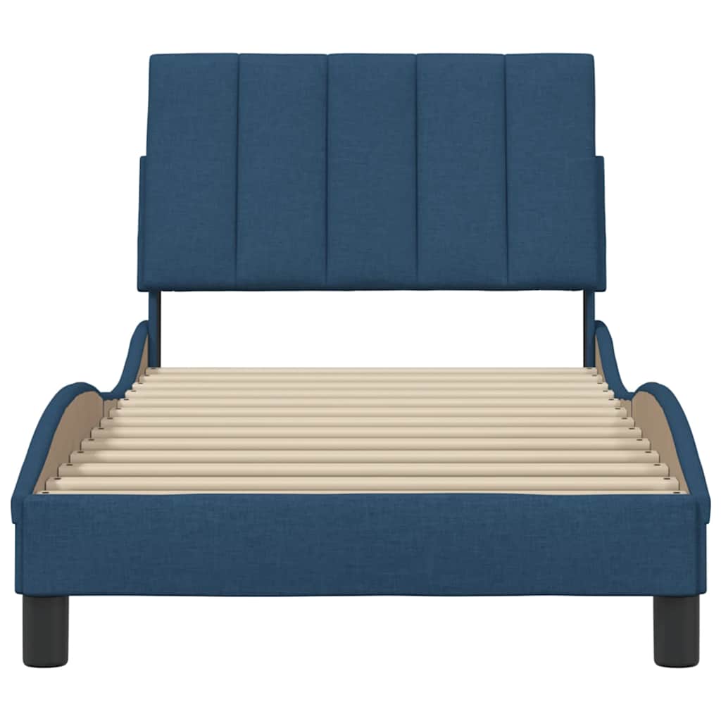 sengeramme uden madras Hanko 90x190 cm stof blå