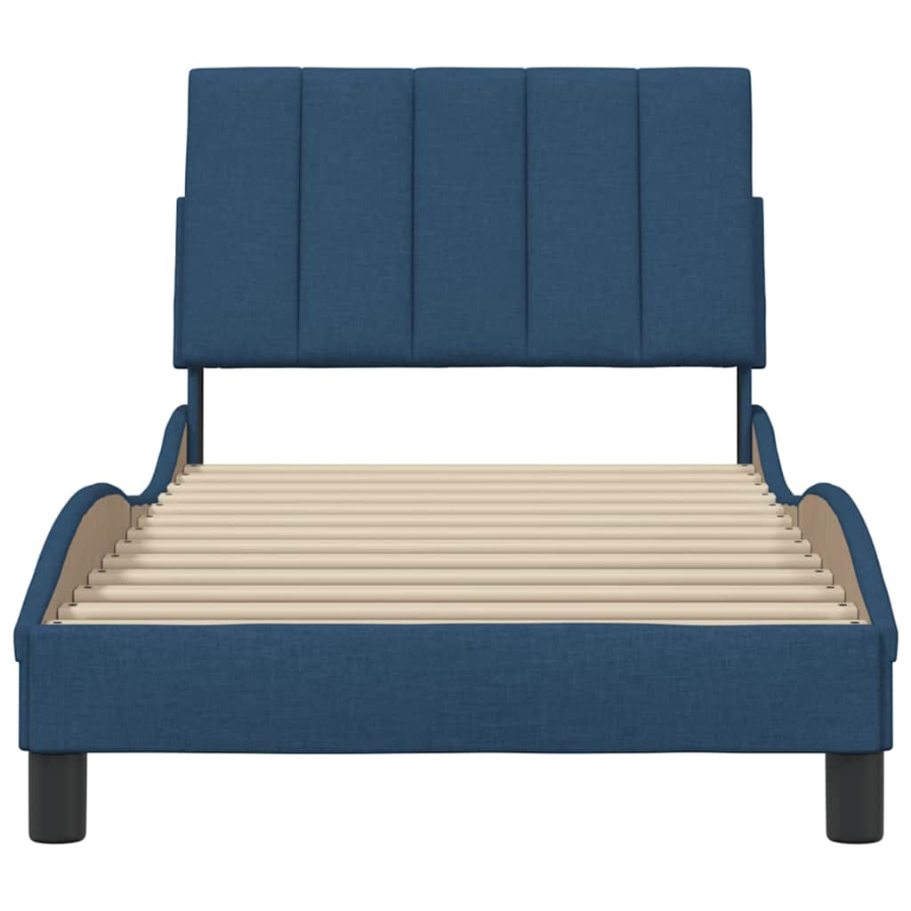 sengeramme uden madras Hanko 90x200 cm stof blå