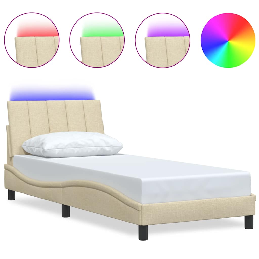 sengeramme uden madras Hanko 80x200 cm stof cremefarvet