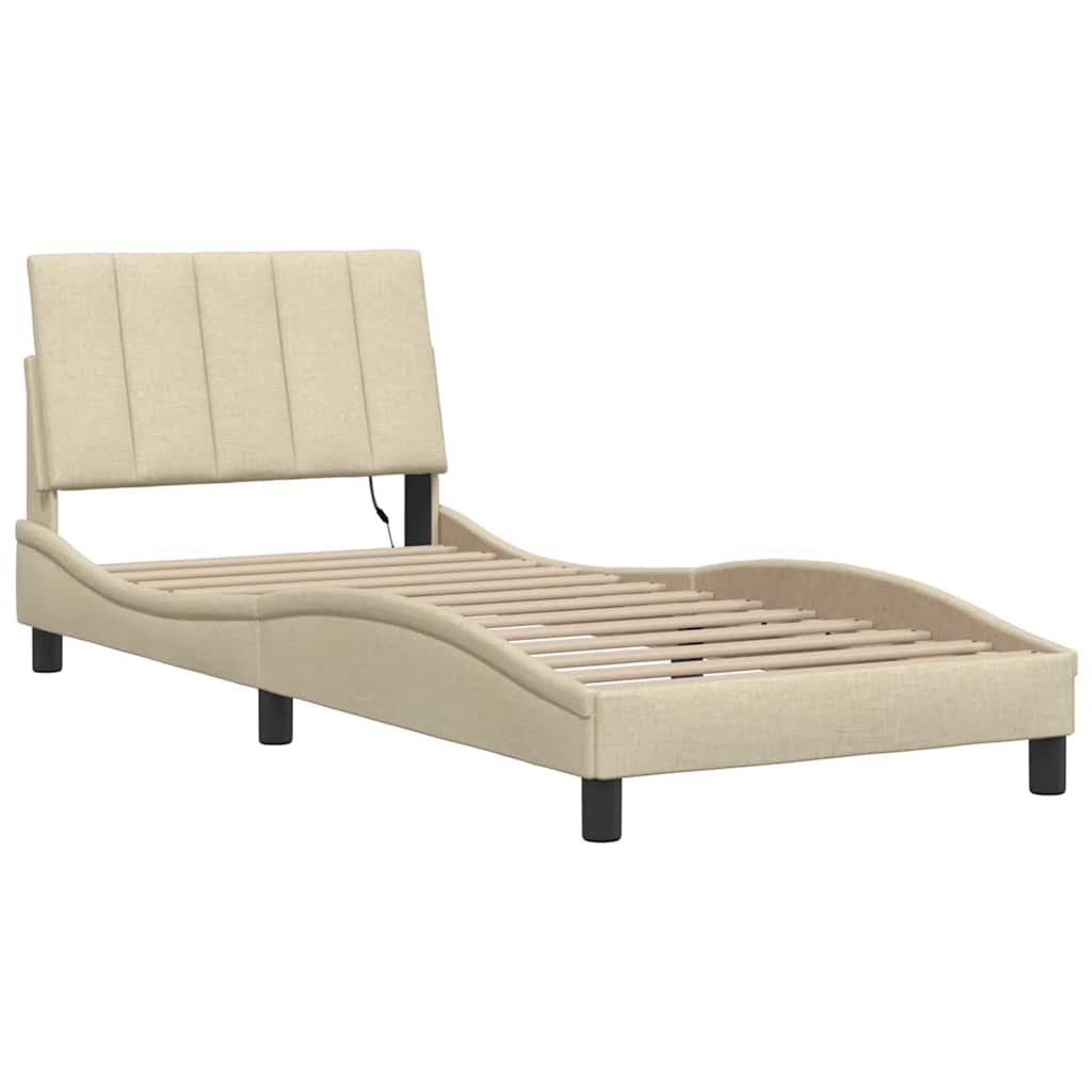 sengeramme uden madras Hanko 80x200 cm stof cremefarvet