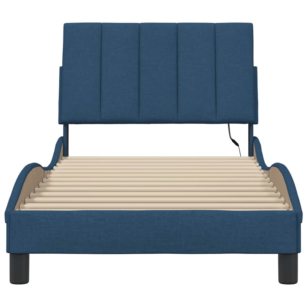 sengeramme uden madras Hanko 90x190 cm stof blå