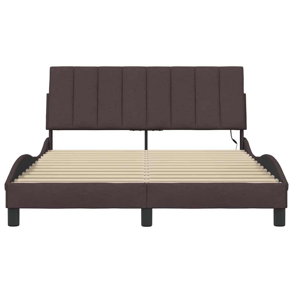 sengeramme uden madras Hanko 140x190 cm stof mørkebrun