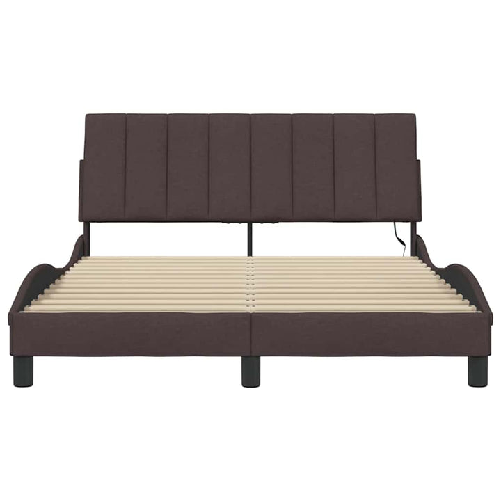 sengeramme uden madras Hanko 140x190 cm stof mørkebrun