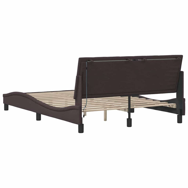 sengeramme uden madras Hanko 140x190 cm stof mørkebrun