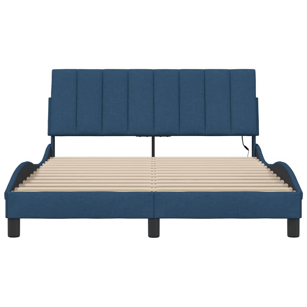 sengeramme uden madras Hanko 140x190 cm stof blå