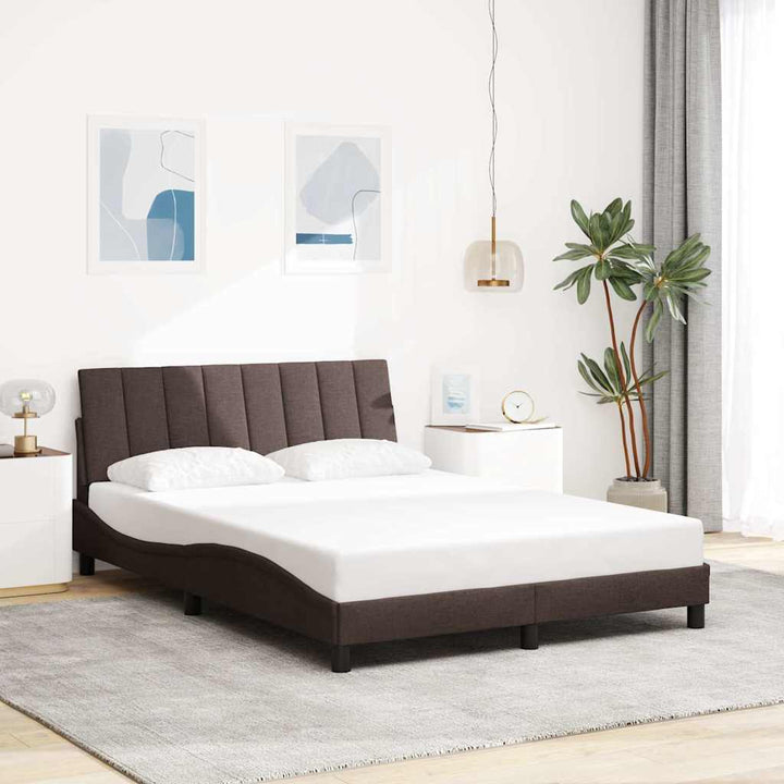 sengeramme uden madras Hanko 140x200 cm stof mørkebrun